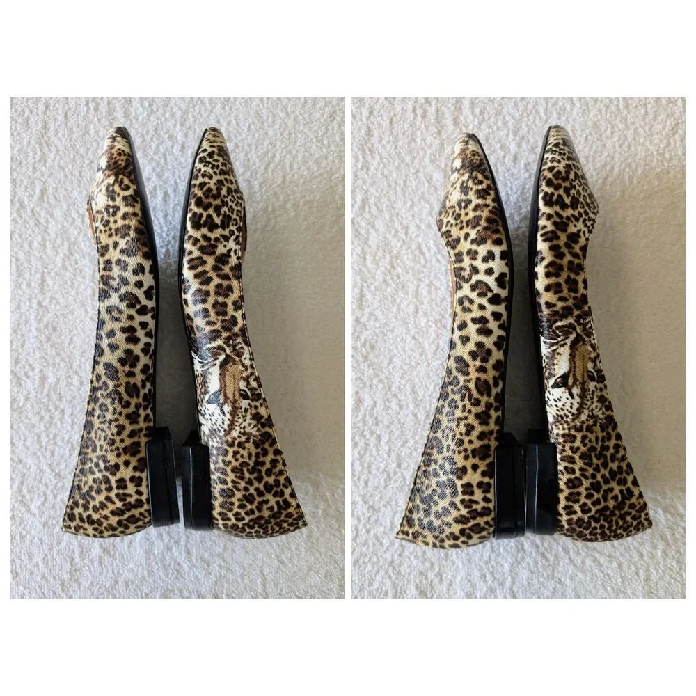 Zabella Rue Leo Flats 8.5 Leopard Cheetah Animal Print Pointed Toe Shoes